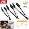 3-Piece Stainless Steel Locking Tongs with Silicone Tips.