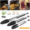 3-Piece Stainless Steel Locking Tongs with Silicone Tips.