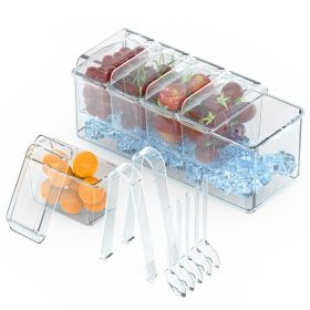Ice-Chilled Condiment Caddy with 5 Removable Containers and Lids.