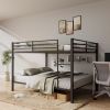 Full Over Full Bunk Bed, Heavy Duty Metal Bunk Bed Frame with Built-in Ladder and Safety Guard Rail, Low Metal Bunk Bed Frame for Kids