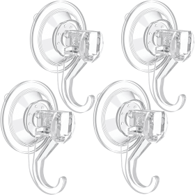 LUXEAR Suction Cup Hooks, Heavy-Duty Clear Reusable Shower & Wall Hooks – Waterproof Vacuum Seal for Kitchen, Bathroom, Window & Seasonal Decor