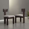 Upholstered Dining Chairs Set of 2, Fabric Side Chairs with Gray Seating Dark Brown Solid Rubber Wood Legs, 330 LBS Weight Capacity