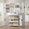 72" Fluted Kitchen Pantry Cabinet with 3 Keyboard Drawers & 6 Door Shelves Adjustable, Freestanding Cupboard Storage Cabinet for for Bathroom