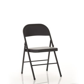 All-Steel Folding Chair, Double Braced, Black