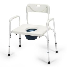 3-in-1 Heavy-Duty Commode Chair with Removable Bucket and Adjustable Height