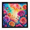 Colorful Roses Framed Metal Print Bathroom, Kitchen, Office, Home Decor Wall Art Ready to Hang, Square, 8X8