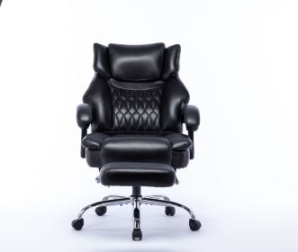 High Back Massage Reclining Office Chair with Footrest, Home Office Executive Computer Desk Chair with Massaging Lumbar Cushion, Adjustable Angle