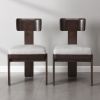 Upholstered Dining Chairs Set of 2, Fabric Side Chairs with Gray Seating Dark Brown Solid Rubber Wood Legs, 330 LBS Weight Capacity