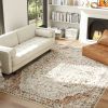 HOMCOM Area Rug 8x10, Machine Washable Rug, Non-Slip Classical Floral Print Floor Carpet for Living Room, Bedroom, Mixed-Brown