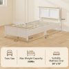 HOMCOM Twin Bed Frame with Headboard, Modern Platform Bed Frame with Wooden Slats, No Box Spring Needed, Easy Assembly, White
