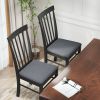 HOMCOM Wooden Dining Chairs Set of 2, Farmhouse Upholstered Kitchen Chairs with Rubber Wood Frame, Black and Gray
