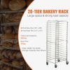 VEVOR Bun Pan Rack, 20-Tier Commercial Bakery Racks with Brake Wheels, Aluminum Racking Trolley Storage for Half & Full Sheet