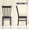 HOMCOM Wooden Dining Chairs Set of 2, Farmhouse Upholstered Kitchen Chairs with Rubber Wood Frame, Black and Gray