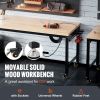 Adjustable Workbench, 72" L X 25" W Garage Worktable with Universal Wheels, 28-39.5" Heights & 3000 LBS Load Capacity