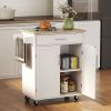 HOMCOM Kitchen Island Cart Rolling Trolley Cart with Drawer, Storage Cabinet & Towel Rack, White