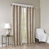 Knitted Jacquard Damask Total Blackout Grommet Top Curtain Panel(Only 1 Pc Panel)