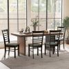 HOMCOM Wooden Dining Chairs Set of 4, Farmhouse Upholstered Kitchen Chairs with Rubber Wood Frame, Black and Gray