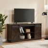 58" Farmhouse TV Stand and Entertainment Center for Televisions up to 65 Inchs,with Sliding Barn Doors and Storage Cabinets,Espresso