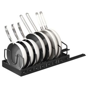 Pull-Out Pots and Pans Organizer with 8 Adjustable Dividers (Option: Black)