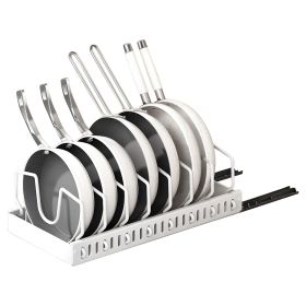Pull-Out Pots and Pans Organizer with 8 Adjustable Dividers (Option: White)