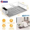 Stainless Steel Dish Drying Rack with Drainboard and Cutlery Holder