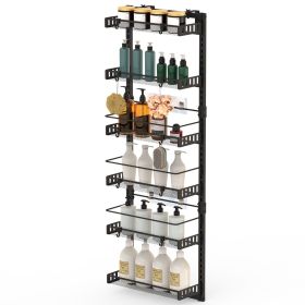 6 Tier Over The Door Pantry Organizer Carbon Steel Rack (Option: 6Tier_Black)
