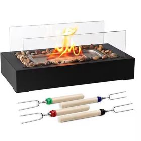 Tabletop Fire Pit With Roasting Sticks Portable Indoor Outdoor Tabletop Fireplace Ethanol Mini Fire Pit Table Top Decoration for Christmas Dinner Part (Option: Black)