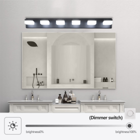 Modern 6 Lights Black LED Makeup Mirror Fixtures For Bathroom And Vanity Unavailable Platforms- Temu (Color: Black)