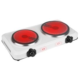 l1800W Portable Dual Infrared Hot Plate with Stepless Heat Control (Option: White)