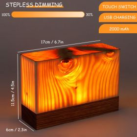 Rechargeable Wood Touch LED Table Lamp for Bedroom and Living Room. (Ships From: China, Emitting Color: B)