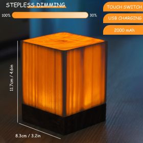 Rechargeable Wood Touch LED Table Lamp for Bedroom and Living Room. (Ships From: China, Emitting Color: D)