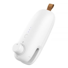 2-in-1 USB Rechargeable Mini Heat Sealer and Bag Cutter (Color: White)