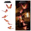 Color-Changing Solar LED Hummingbird and Butterfly Wind Chime for Outdoor Garden Decor.