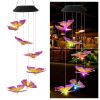 Color-Changing Solar LED Hummingbird and Butterfly Wind Chime for Outdoor Garden Decor.