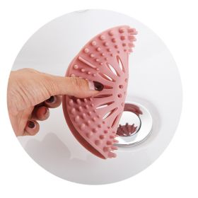 Bathroom Sink and Shower Hair Catcher Drain Strainer. (Color: Pink)