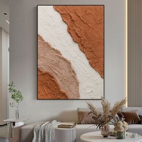Handmade Blush White and Brown Textured Abstract Canvas Wall Art (Style: 03, size: 60X90cm)