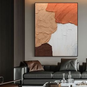Handmade Blush White and Brown Textured Abstract Canvas Wall Art (Style: 01, size: 50X70cm)
