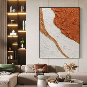 Handmade Blush White and Brown Textured Abstract Canvas Wall Art (Style: 02, size: 60X90cm)