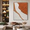 Handmade Blush White and Brown Textured Abstract Canvas Wall Art