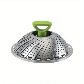 Foldable Stainless Steel Steamer Basket for Vegetables, Fish and Buns. (size: medium)