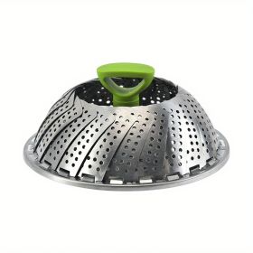 Foldable Stainless Steel Steamer Basket for Vegetables, Fish and Buns. (size: large)