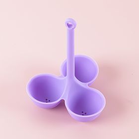 3-Hole Silicone Egg Poacher and Steamer Tray. (Color: Purple)