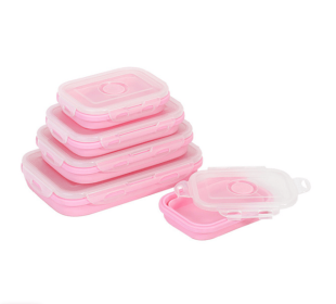Reusable Pizza Slice Storage Container with Microwavable Serving Trays. (Color: Pink, size: 550ML)