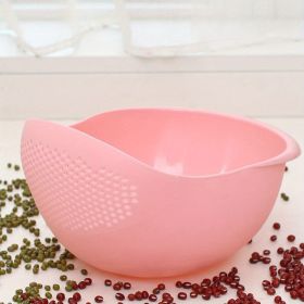 Multi-Functional Kitchen Washing Basket with Drain Basin for Rice, Fruits and Vegetables. (Color: Pink)