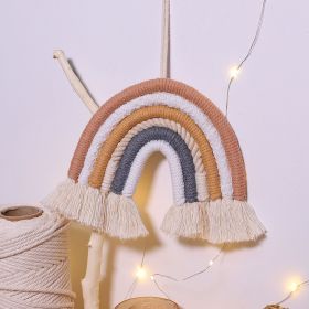 Vibrant Rainbow Macrame Wall Hanging for Living Room and Bedroom Decor. (Color: Coffee)