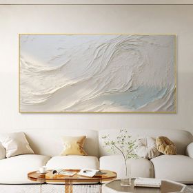 Hand-Painted Abstract White Beach Canvas Wall Art for Modern Living Room Decor. (Style: 01, size: 150x220cm)