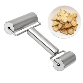 360° Stainless Steel Non-Stick Dough and Pastry Roller. (Color: Silver-doublehead)