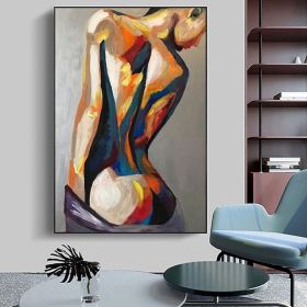 Hand-Painted Abstract Woman Figure Canvas Wall Art for Modern Home Decor. (Style: 01, size: 100X150cm)