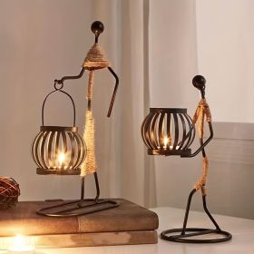 Vintage Bamboo-Style Resin Candle Holder Decorative Ornament. (Style: C)