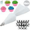 8/10/18-Piece Reusable Silicone Pastry Bag and Piping Tip Set.